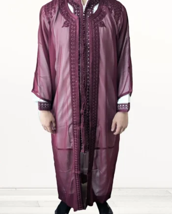 Jabador bordeaux 3 pièces traditionnel marocain