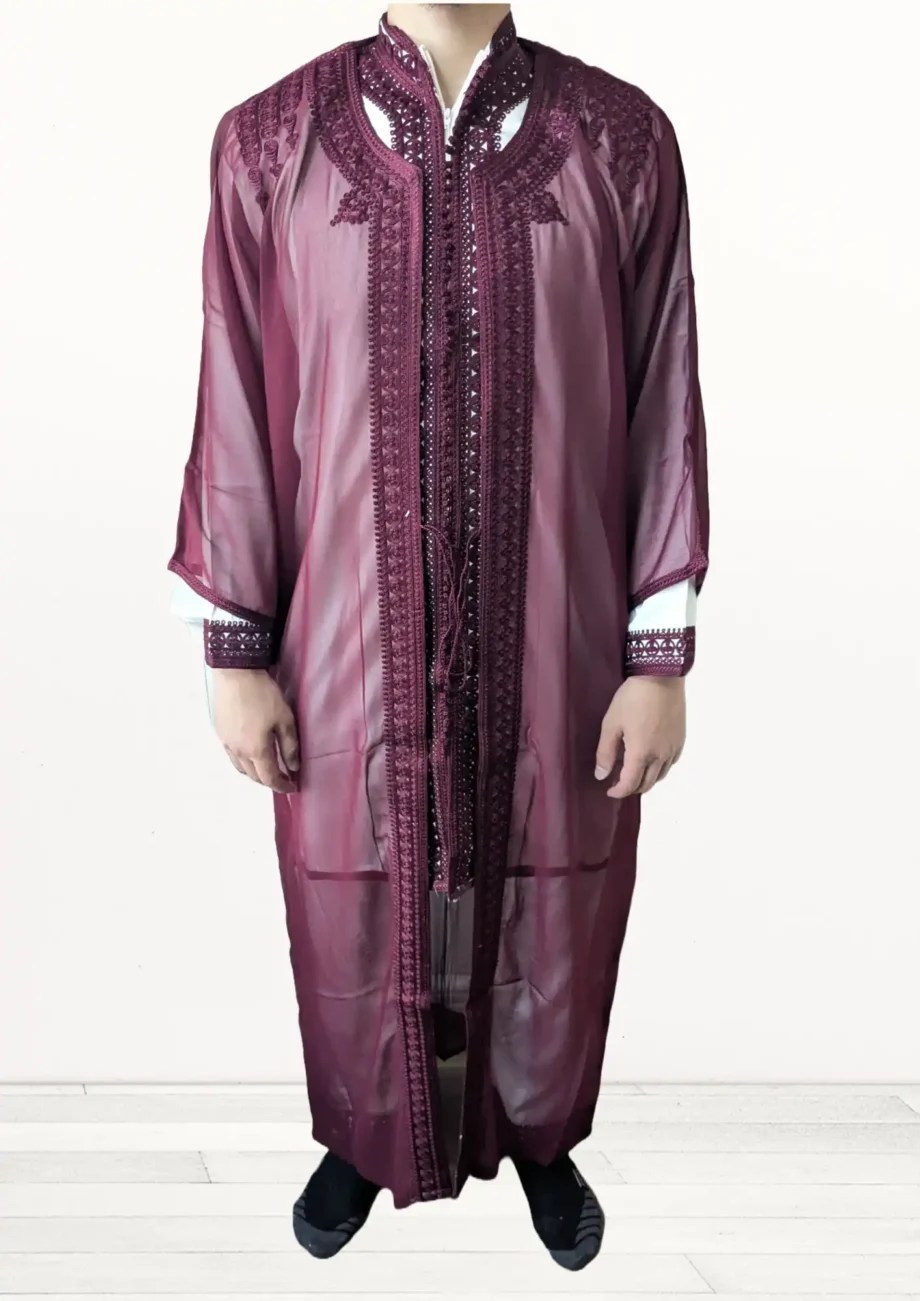 Jabador bordeaux 3 pièces traditionnel marocain