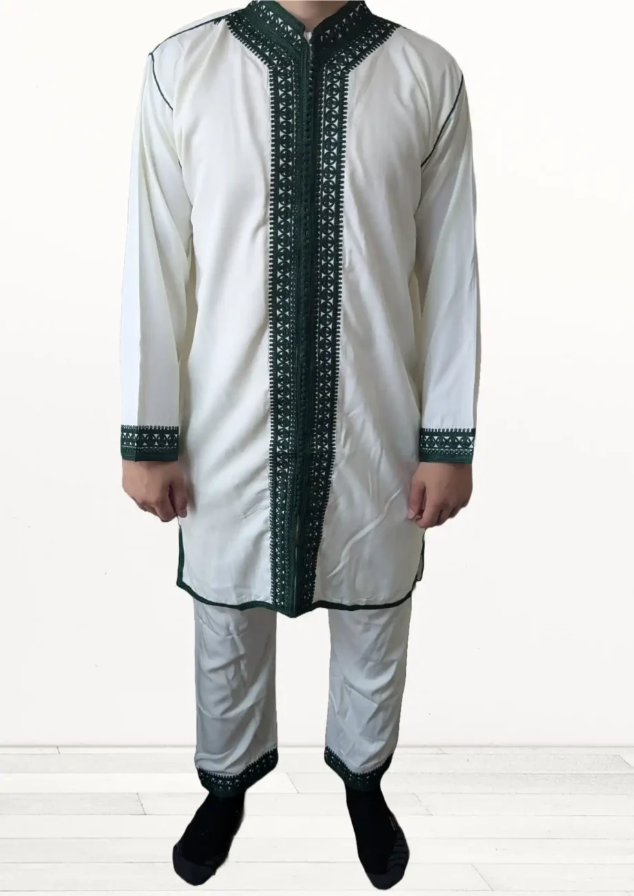 Jabador vert 2 pièces traditionnel marocain