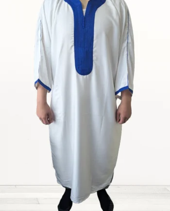 Gandoura de couleur bleu royale pour homme en tissu léger