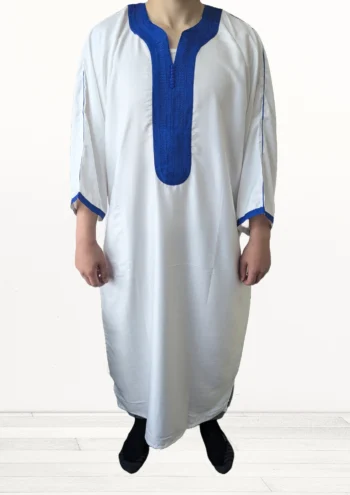 Gandoura de couleur bleu royale pour homme en tissu léger