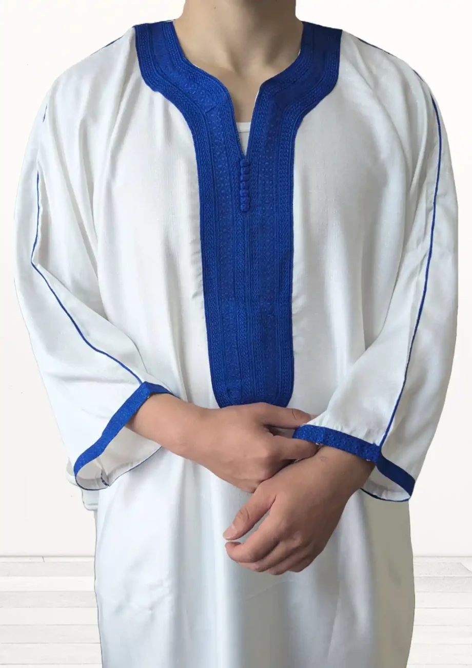 Gandoura de couleur bleu royale pour homme en tissu léger