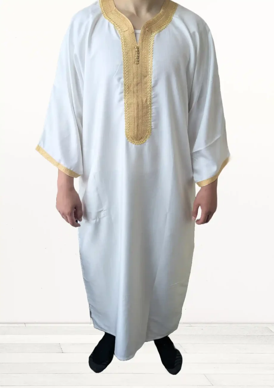 Gandoura de couleur dorée pour homme en tissu léger