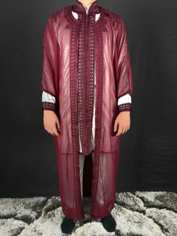 Jabador bordeaux 3 pièces traditionnel marocain