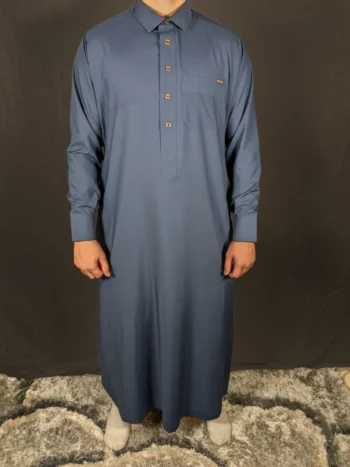 Qamis bleu marine manche longue