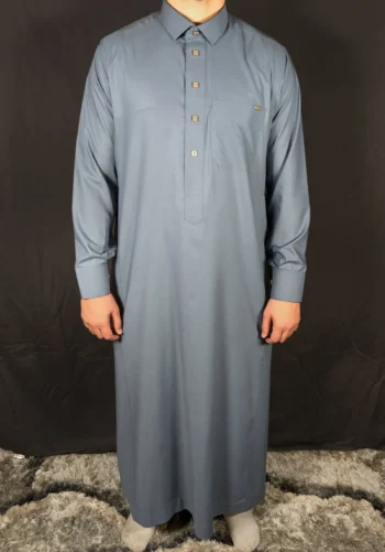Qamis gris-bleu manche longue