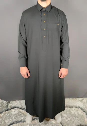 Qamis noir manche longue