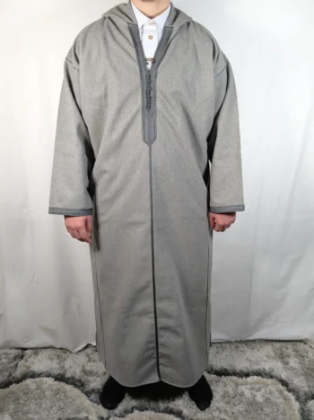 Djellaba homme pour hiver, couleur gris clair